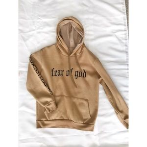 Sand color hoodie with lettering